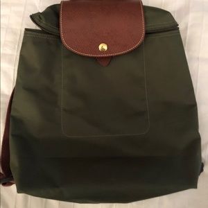 NWOT AUTH Longchamp Le Pliage Nylon Backpack Khaki